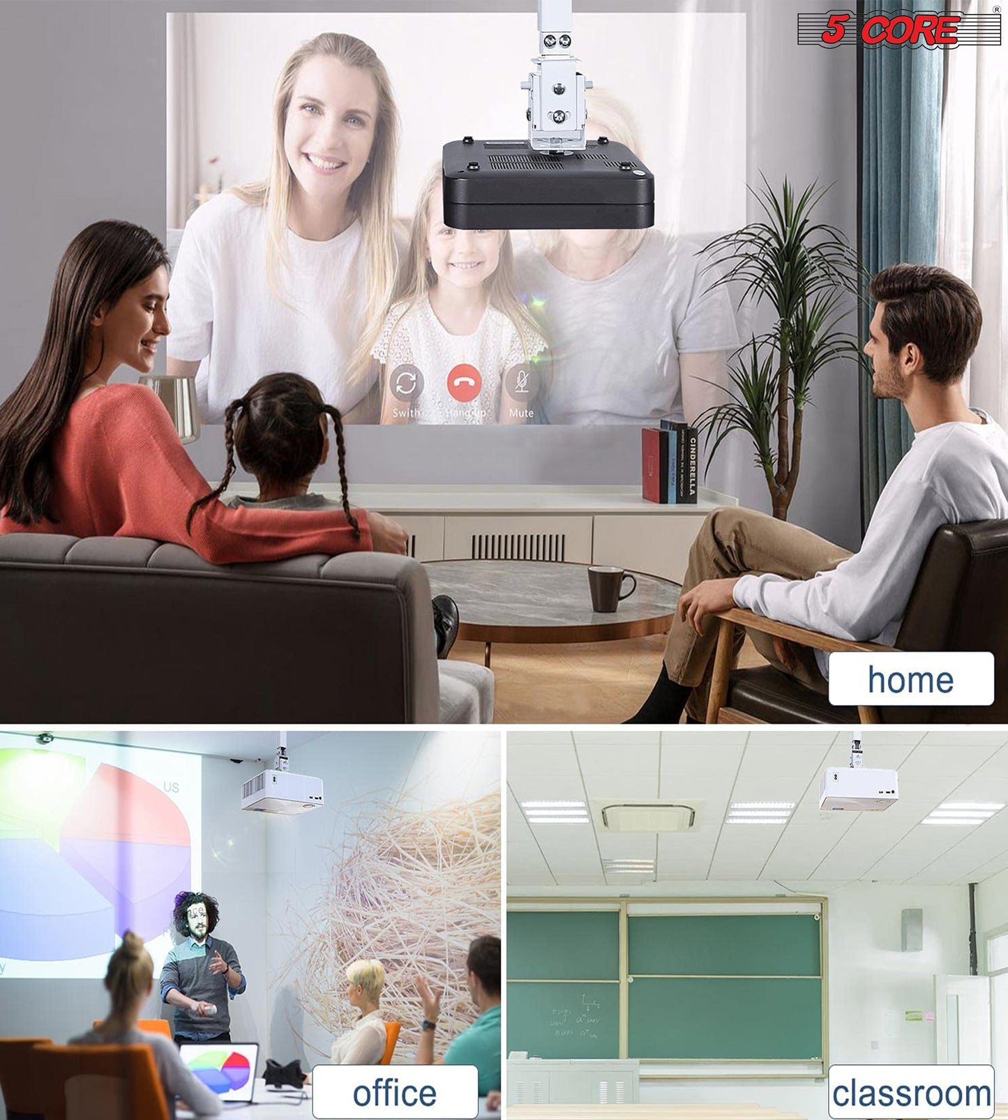 5Core Projector Mount Ceiling Wall Universal Holder Adjustable Low Profile Capacity 40lb